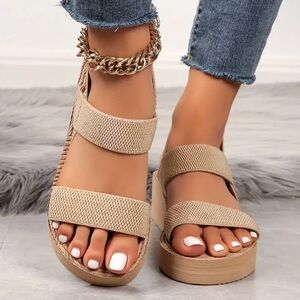 Tan Wedge Sandals
